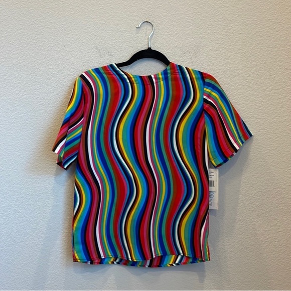 Vintage 80’s NWT Deadsock Renaissance Wavy Rainbow Stripe Top Size Small - Picture 1 of 8
